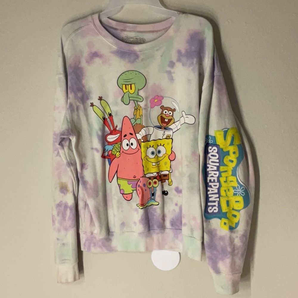 SpongeBob SquarePants Purple and Green Tie-Dye Hoodie